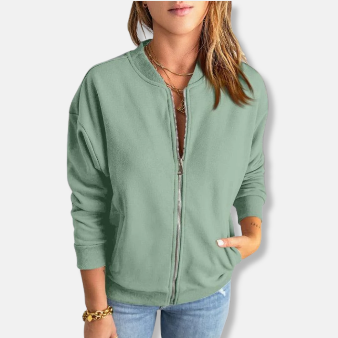 Jacke - Leicht - Lässige Passform - Reißverschluss - Rippenbündchen - Lässiger Look