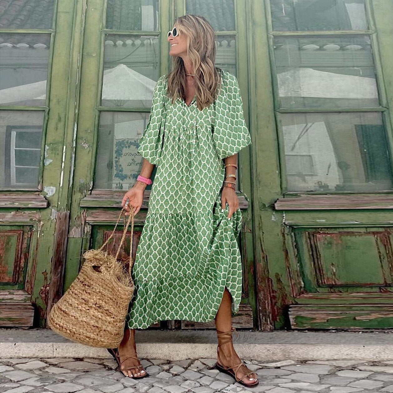 Hochwertiges Maxikleid mit schönem Muster