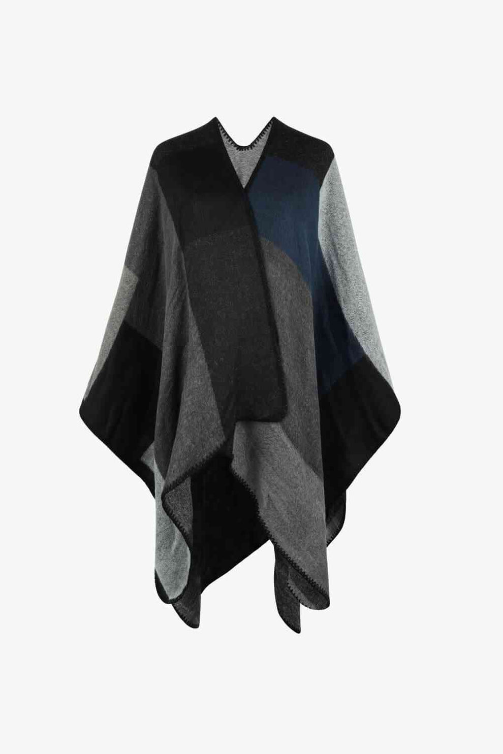 Poncho Mit Offenem Design Und Satten Farbtönen
