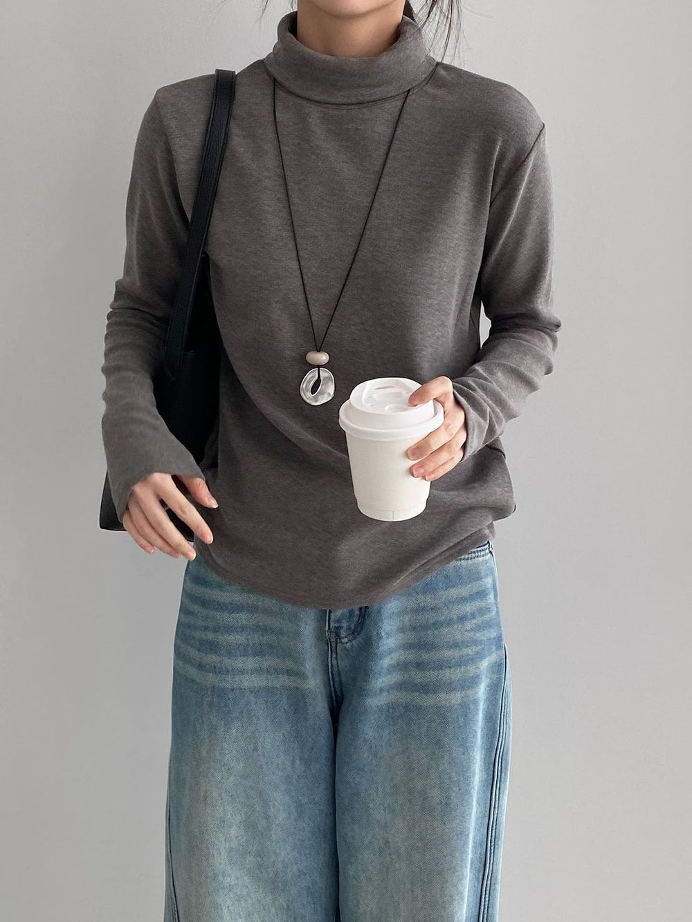 Damen-Strickpullover mit Stehkragen, weich