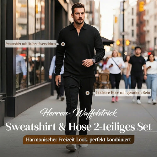 Herren Lockerer Waffelstrick-Zweiteiler
