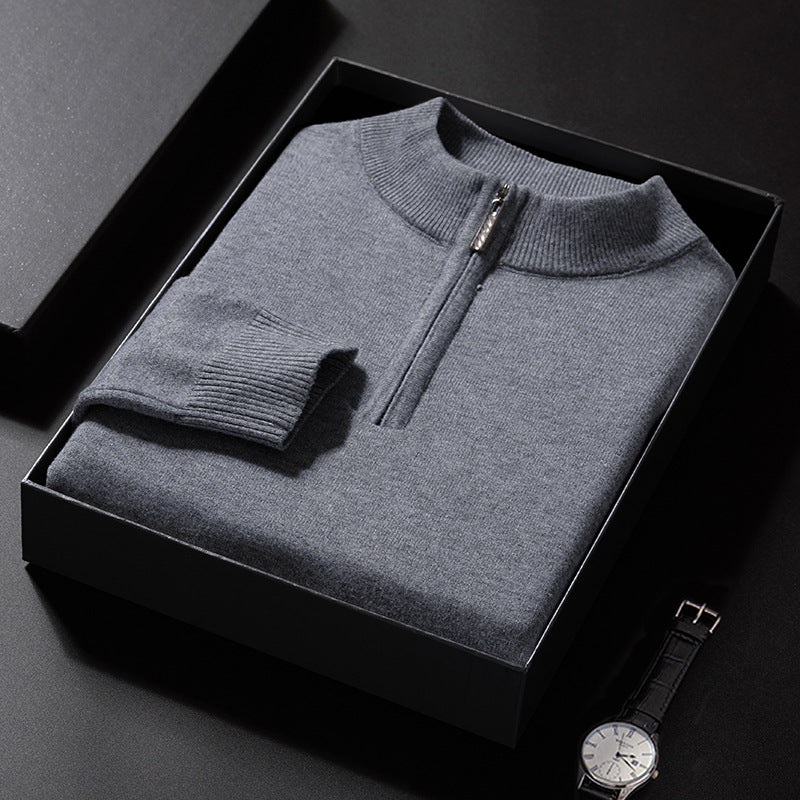 Herren-Strickpullover mit Stehkragen, 350g