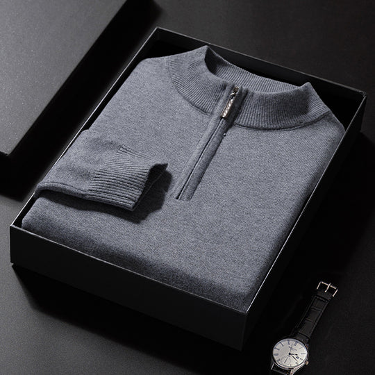 Herren-Strickpullover mit Stehkragen, 350g