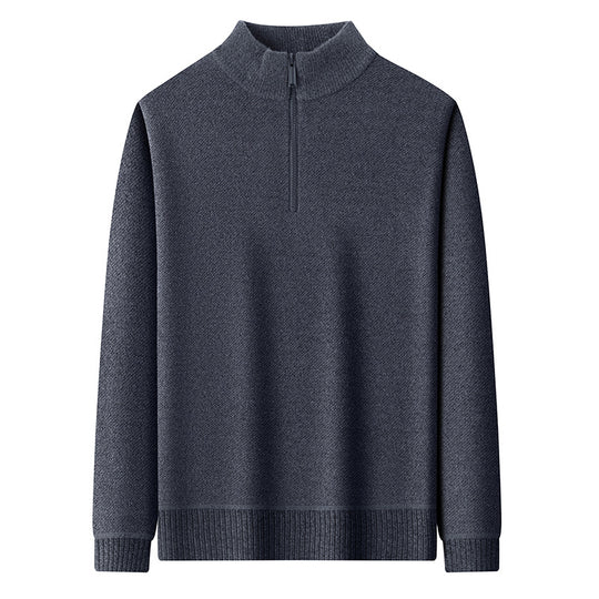 Herren-Pullover mit Reißverschluss, gefüttert, Stehkragen