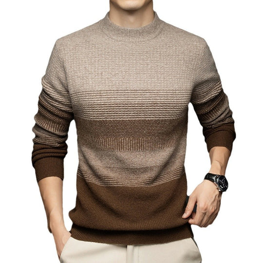 Herren-Wollpullover, Stehkragen, 100% Wolle, Jacquard