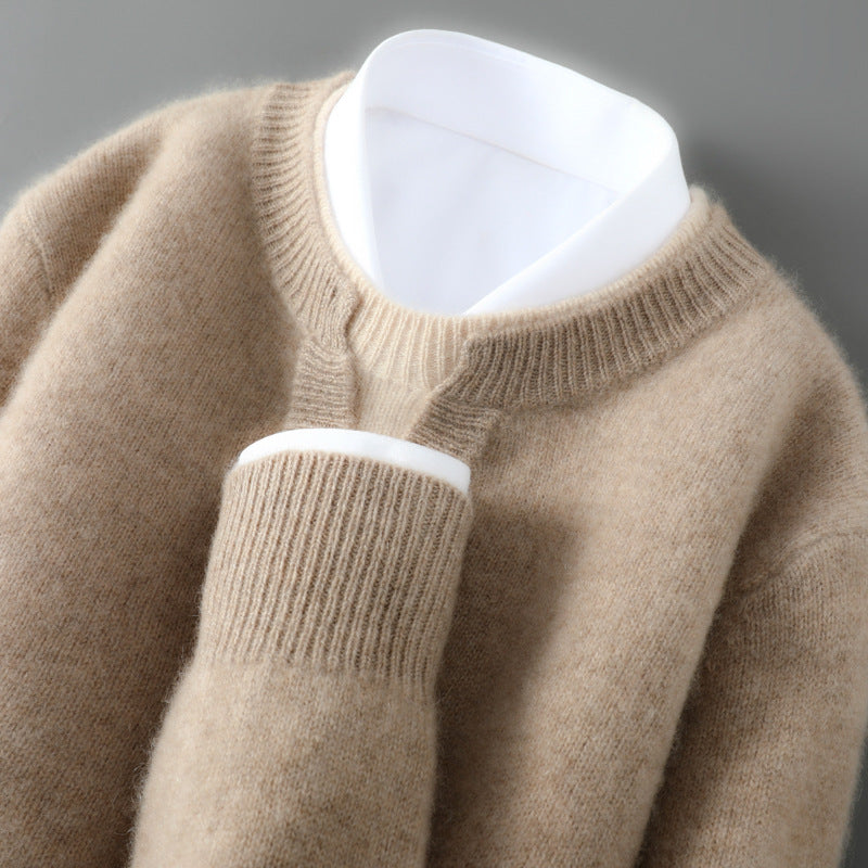 Herren-Wollpullover, Rundhals, dick gestrickt