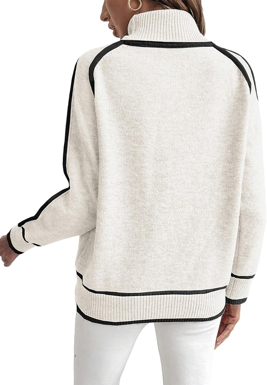 Lockerer Damen-Strickpullover mit hohem Kragen