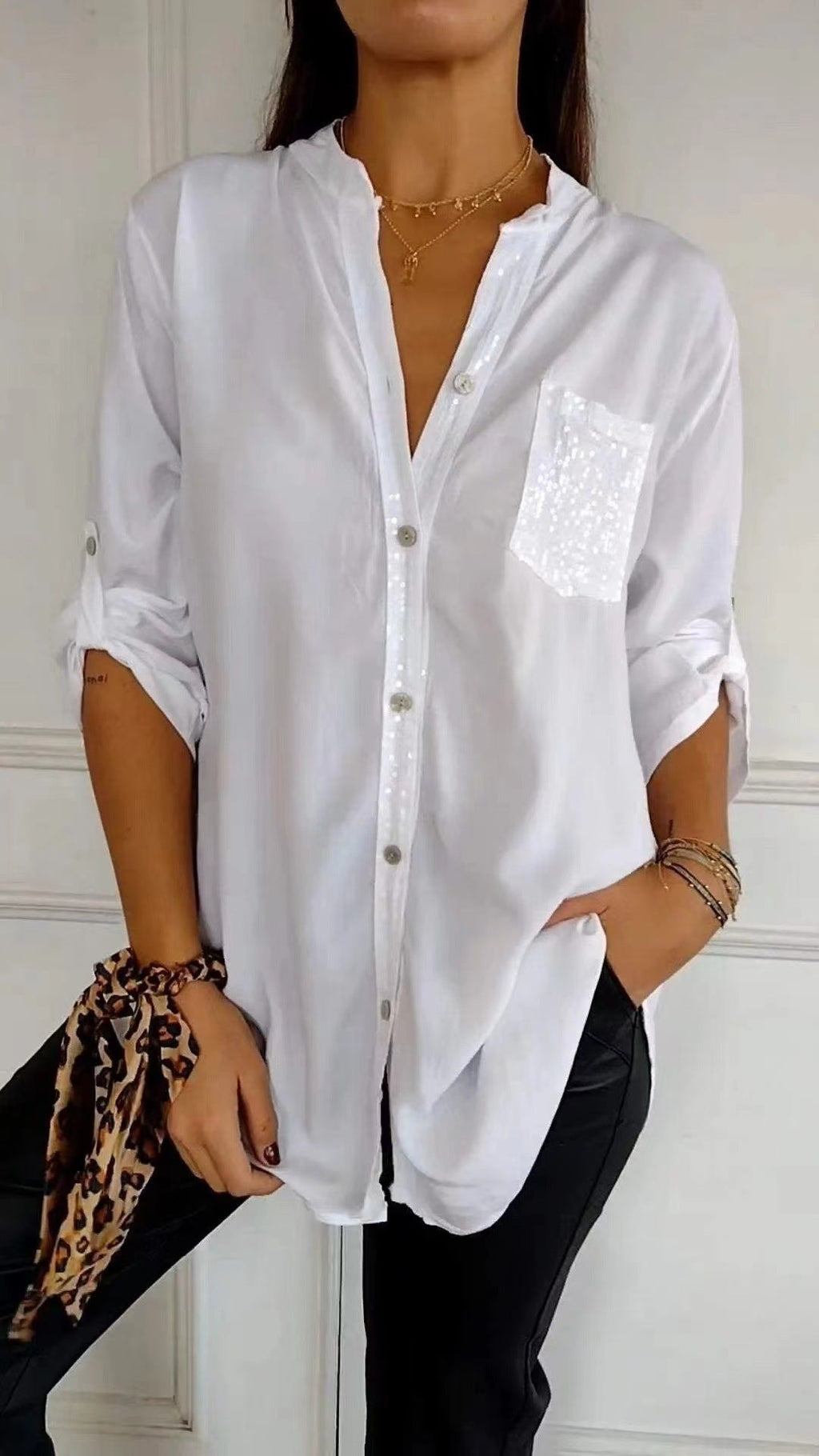 Glitzerbluse Mit Paillettentasche