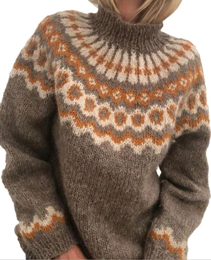 Lockerer Strickpullover aus Mohair-Mix mit Jacquard-Muster