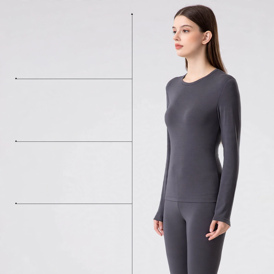 Damen-Thermo-Unterwäsche-Set, Modal, Rundhals, hautfreundlich