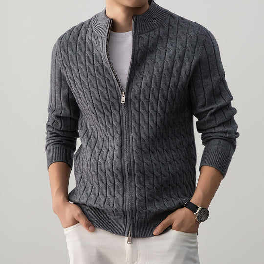 Schwerer Strick-Cardigan mit Strukturmuster