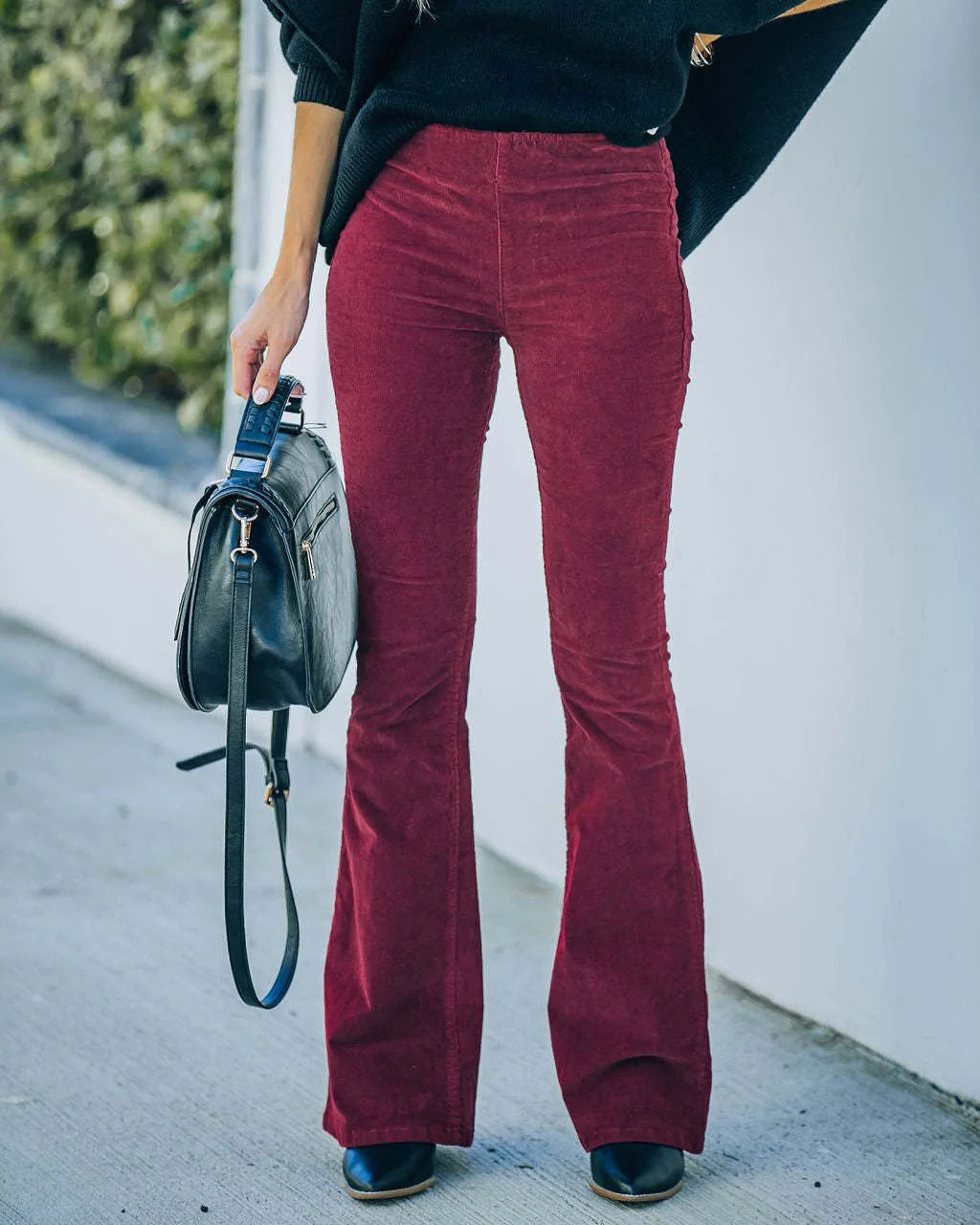 ShopNory Damen Cord-Schlaghose mit hohem Bund
