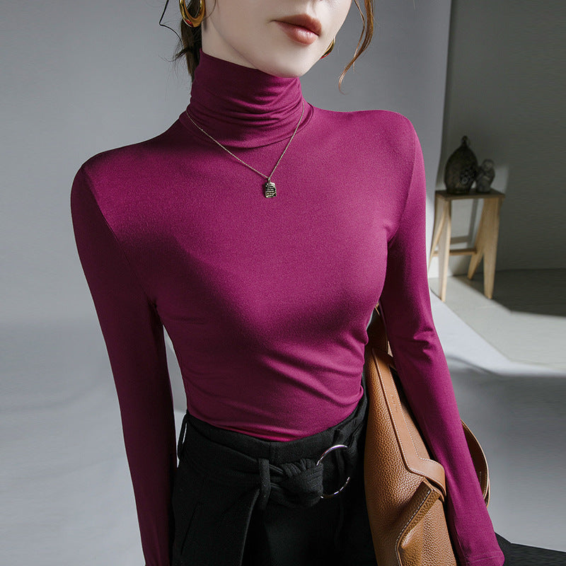 Elastisches Damen-Langarmshirt mit Rollkragen