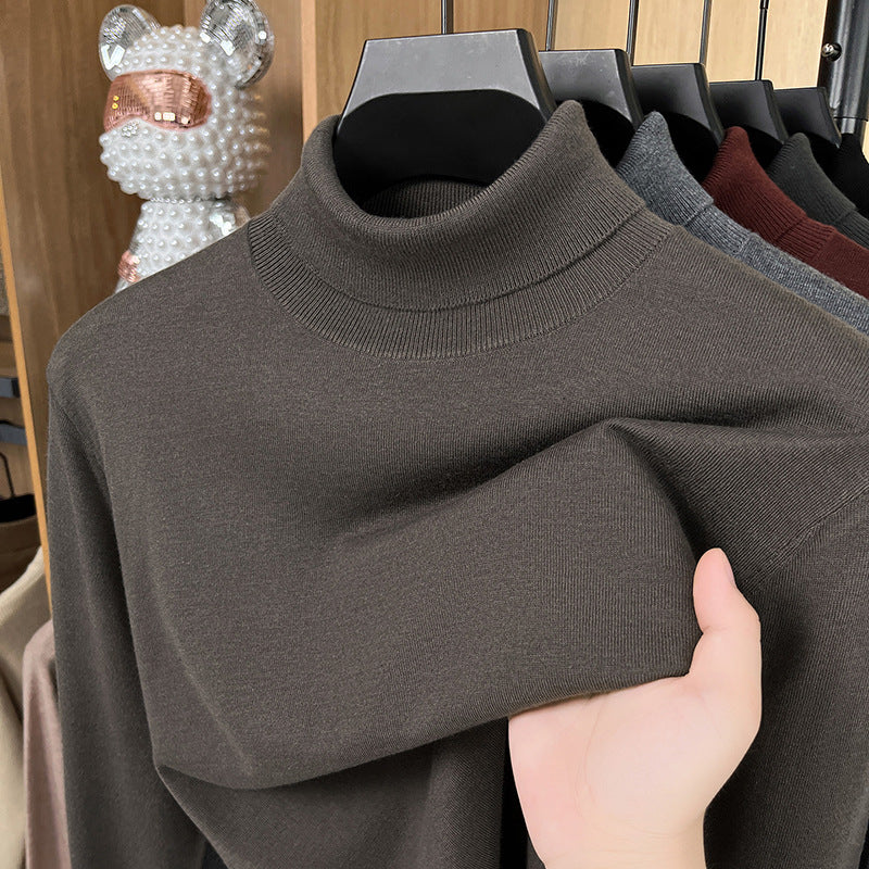 Herren-Pullover aus Seide und Schafwolle, Stehkragen