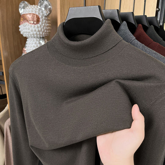 Herren-Pullover aus Seide und Schafwolle, Stehkragen