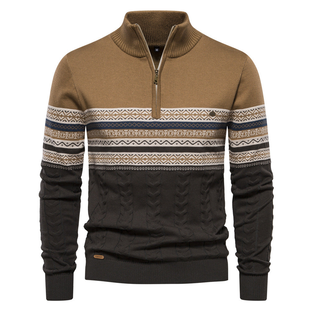 Moderner Herren-Strickpullover mit Stehkragen