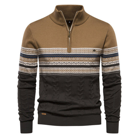 Moderner Herren-Strickpullover mit Stehkragen
