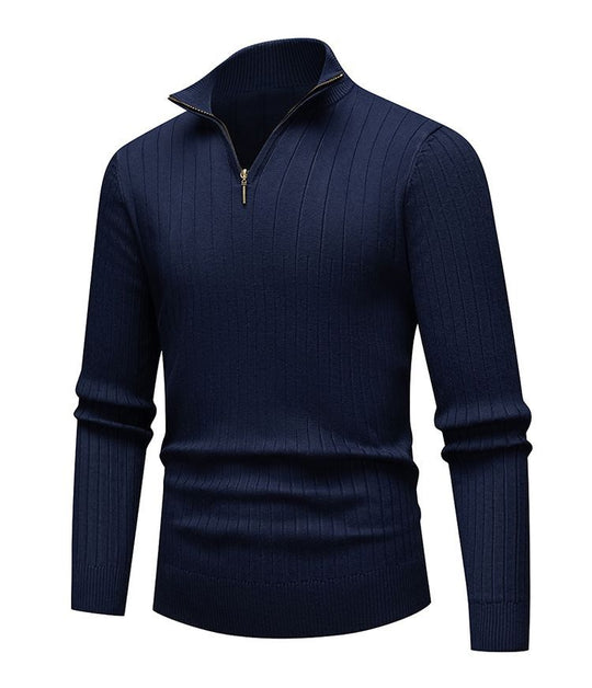Herren-Strickpullover mit Stehkragen und Reißverschluss