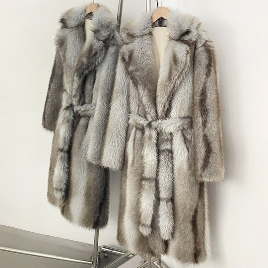 Eleganter Kunstfellmantel mit Reverskragen