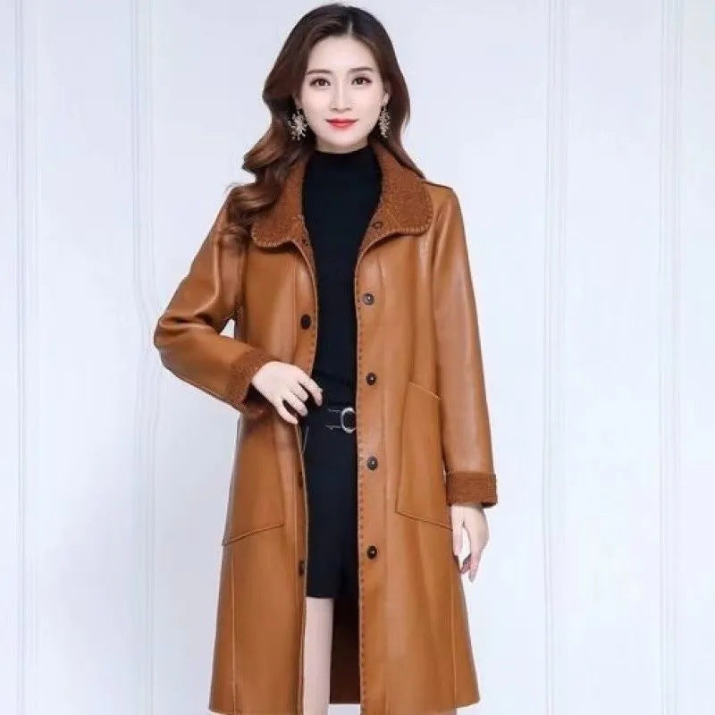 Damen-Mantel, Teddy-Fleece, mittellang, Winter