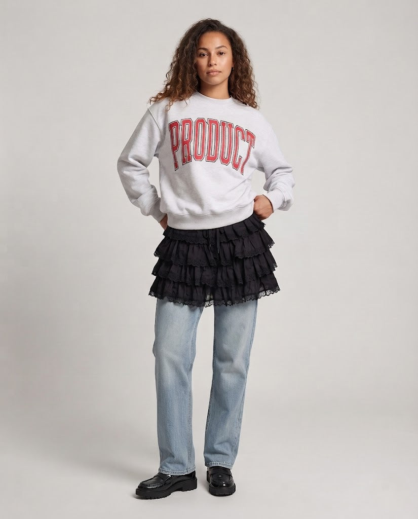 Damen College-Sweatshirt mit übergroßem Collegiate-Print und weichem Fleece Shop Nory