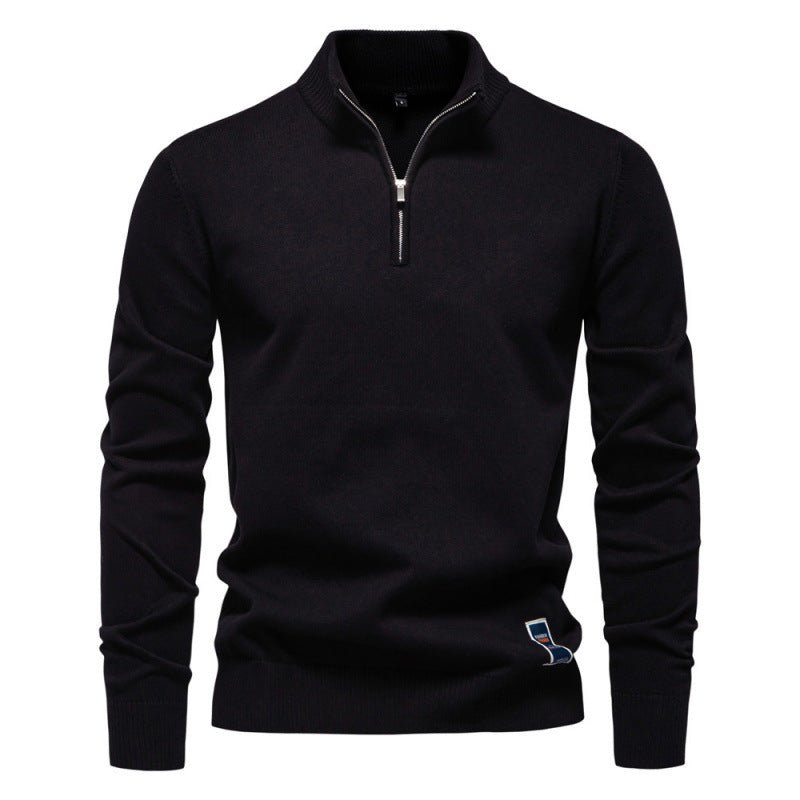 Herren-Strickpullover mit Stehkragen und Reißverschluss