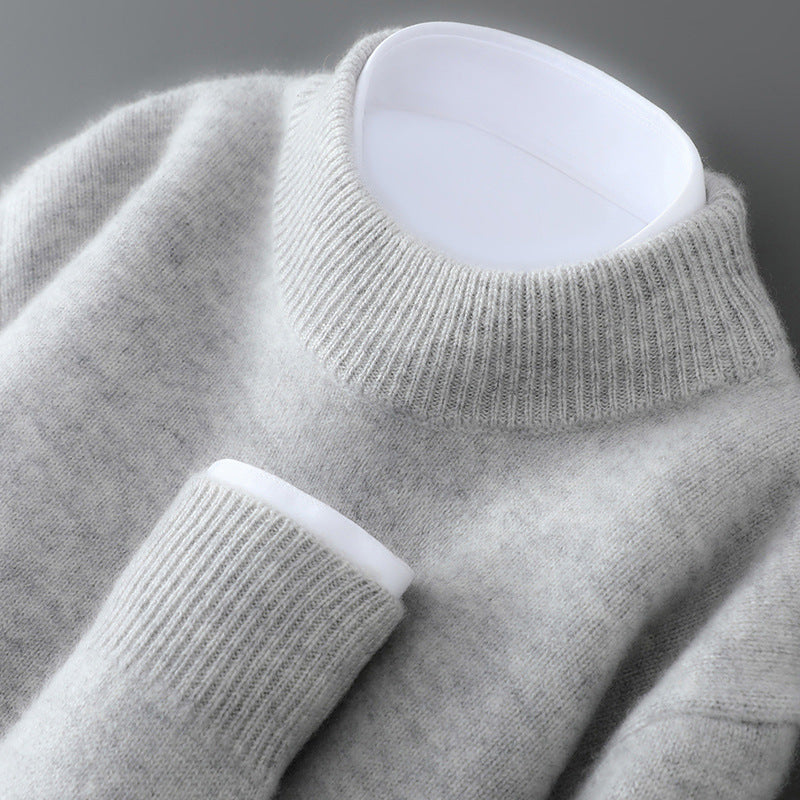 Herren Pullover, Stehkragen, 100% Wolle, weich