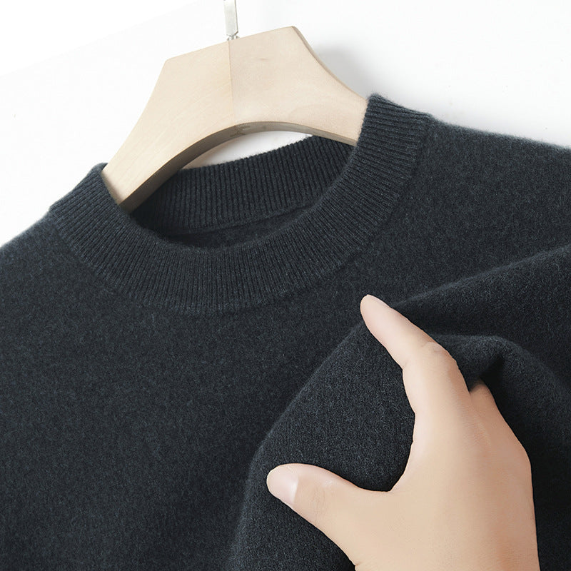 Herren-Kaschmirpullover, Rundhals, einfarbig