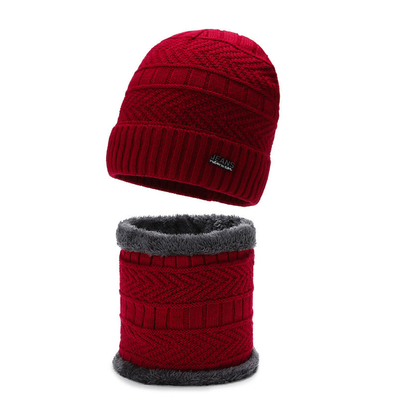 Winter-Strickmütze mit Nackenschutz, 2-teiliges Set