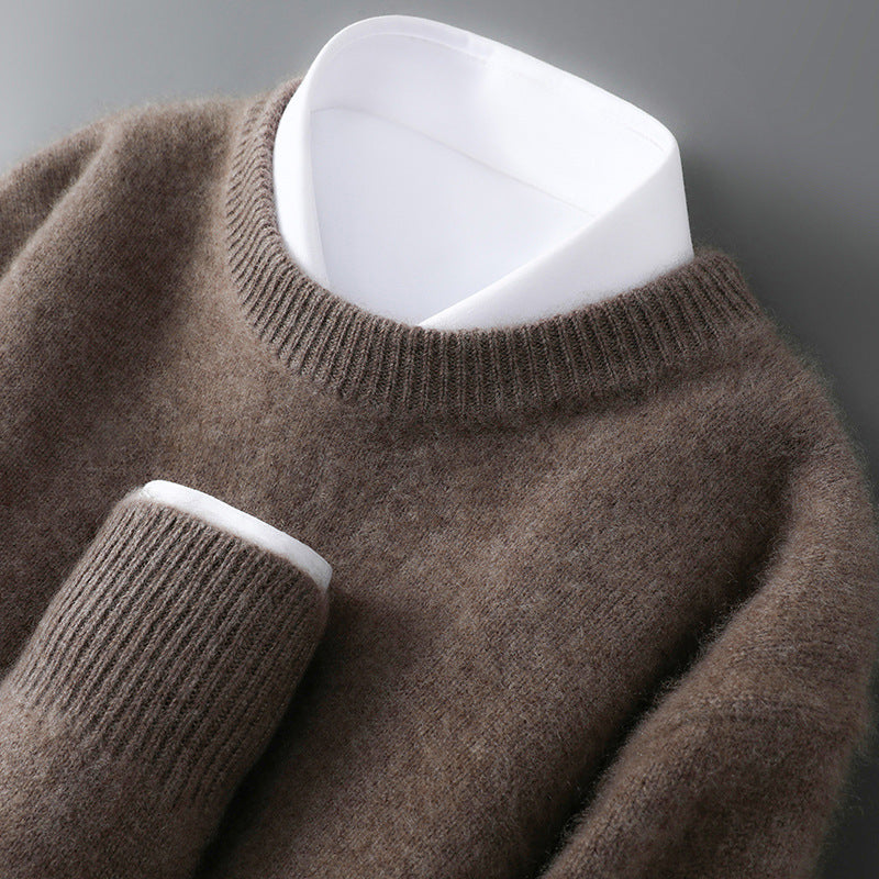 Herren-Wollpullover, Rundhalsausschnitt, 100% Wolle, dick