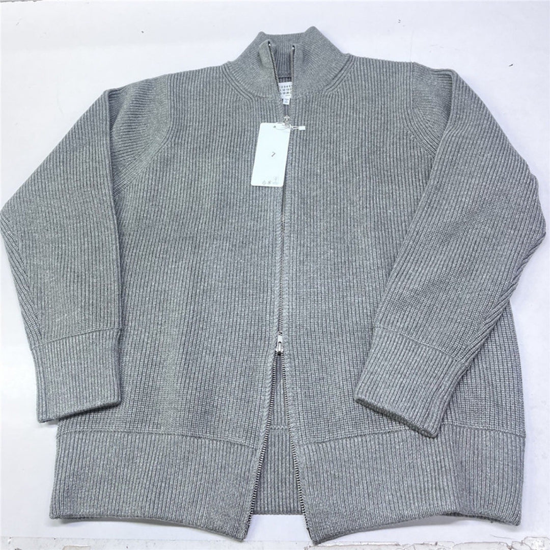 Herren-Strickjacke mit Stehkragen und Doppelreißverschluss