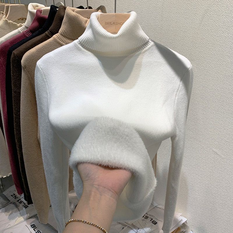 Damen-Rollkragenpullover, gefüttert, Strick