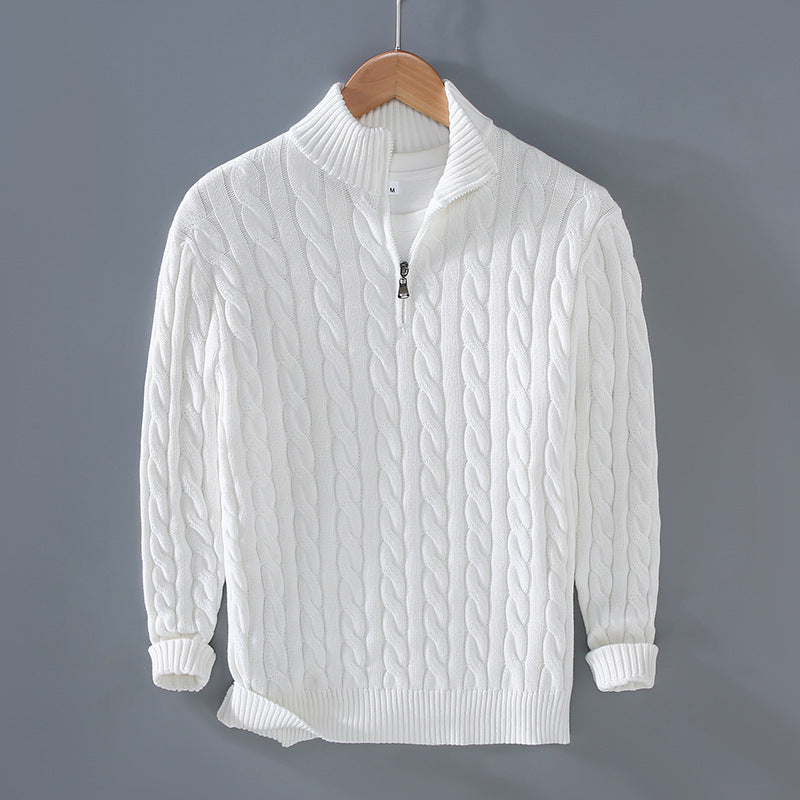 Herren-Strickpullover mit Reißverschluss und Stehkragen