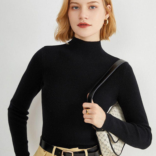 Damen-Strickpullover mit Stehkragen, figurbetont