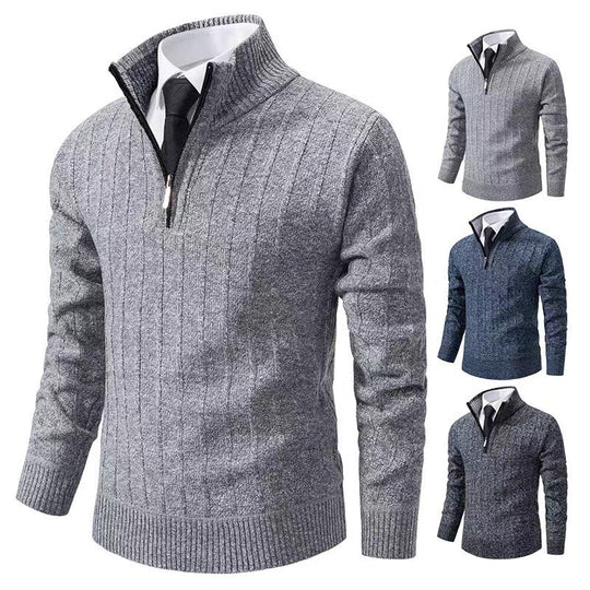 Herren-Strickpullover mit Reißverschluss und Futter