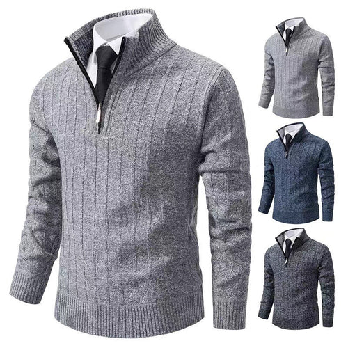 Herren-Strickpullover mit Reißverschluss und Futter