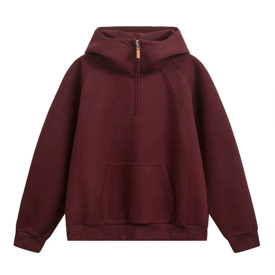 Unisex-Kapuzenpullover mit Reißverschluss und Stehkragen
