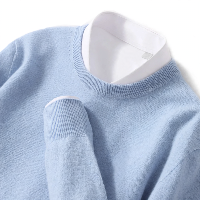 Herren-Wollpullover mit Rundhalsausschnitt