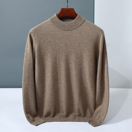 Herren-Kaschmirpullover, Stehkragen, einfarbig