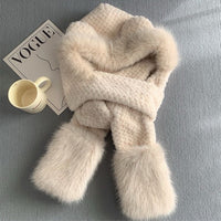 Beige Mütze + Schal + Handschuhe