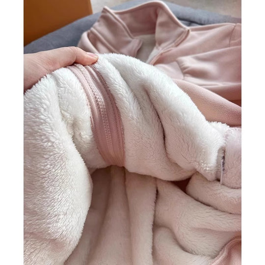 Gefütterte Fleece-Strickjacke mit Stehkragen für Damen