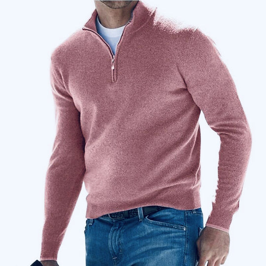 Herren-Langarm-Kaschmirpullover mit Reißverschluss