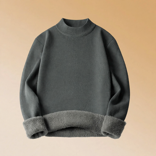 Herren-Strickpullover mit Wollmischung und Fleecefutter