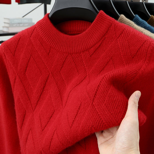 Herren-Wollpullover, Stehkragen, warm, große Größen