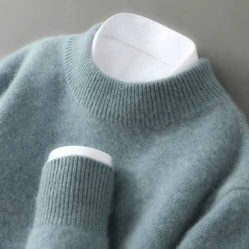 Herren-Wollpullover, Stehkragen, 100% Wolle, dick