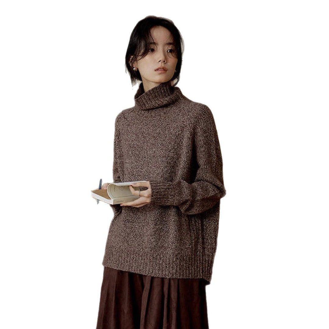 Damen-Rollkragenpullover aus 100% Schafwolle, locker