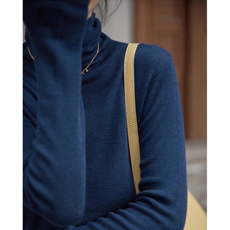 Damen-Wollpullover mit Stehkragen