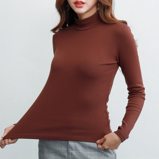 Gefüttertes Damen-Langarm-Unterziehshirt mit Rollkragen