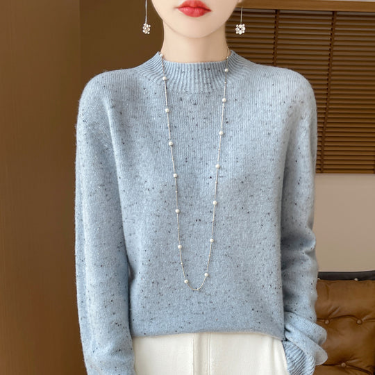 Damen-Pullover aus reiner Wolle mit Stehkragen