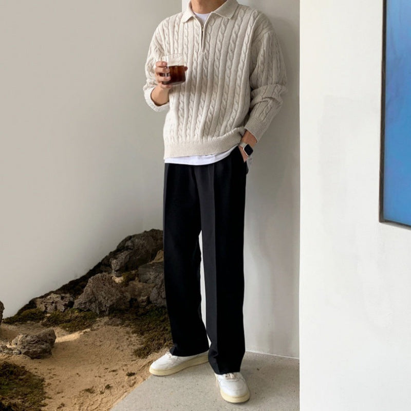 Herren-Strickpullover mit Reißverschluss und Kragen